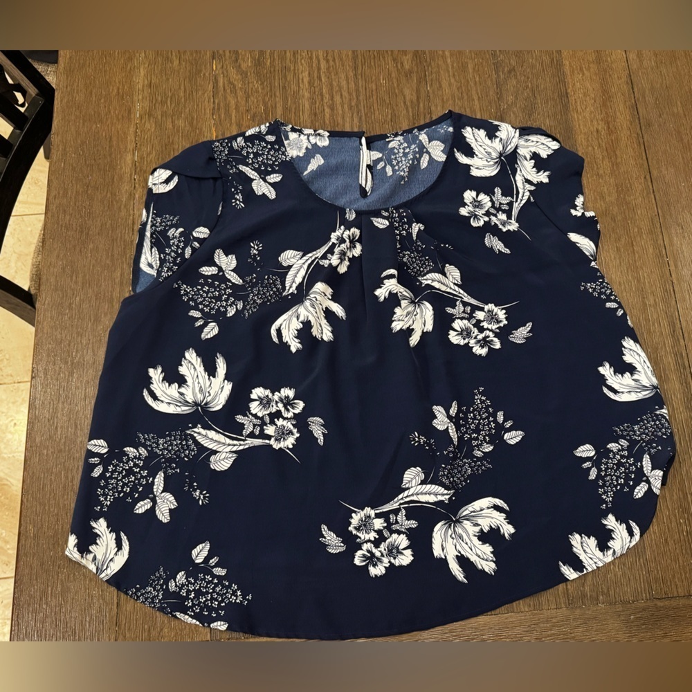 Women's size 4Xl blue and white blouse